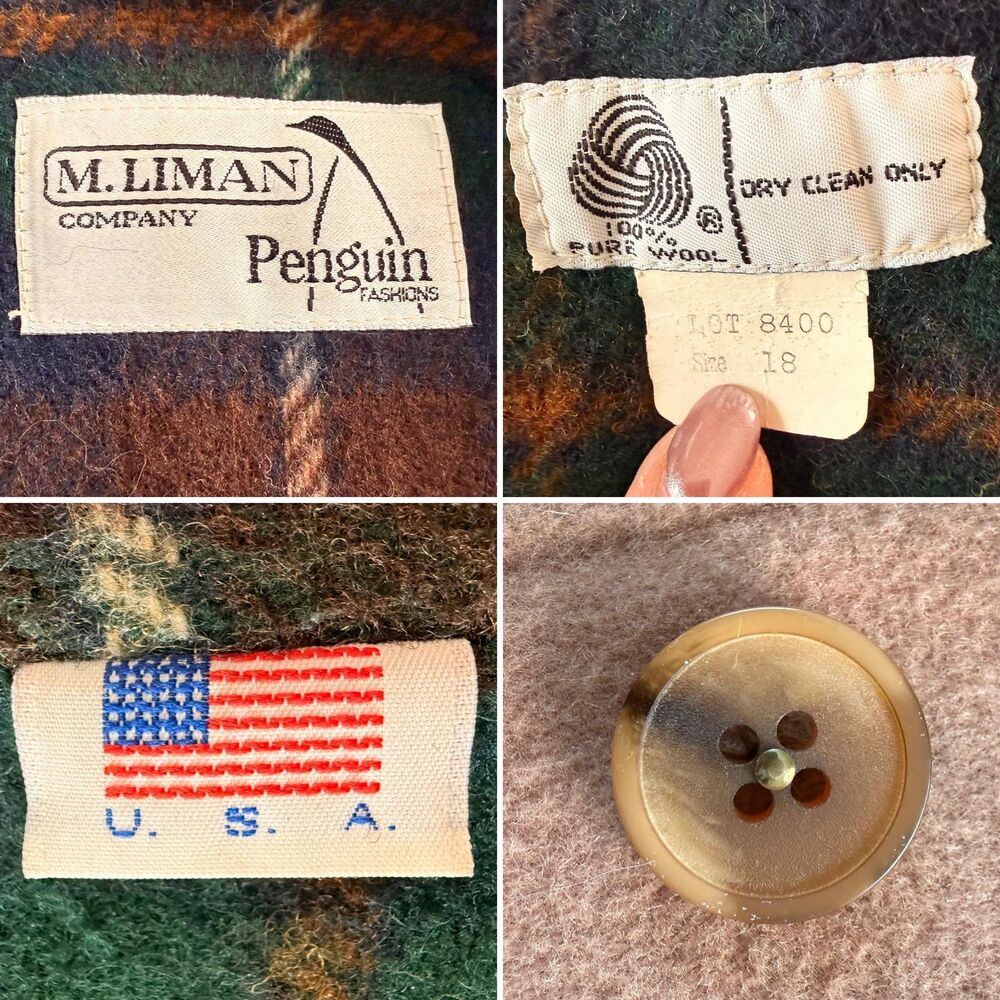 Vintage Camel Wool Coat 70s 80s Jacket Plaid Lined Winter Coat Women’s S-M - Picture 7 of 12